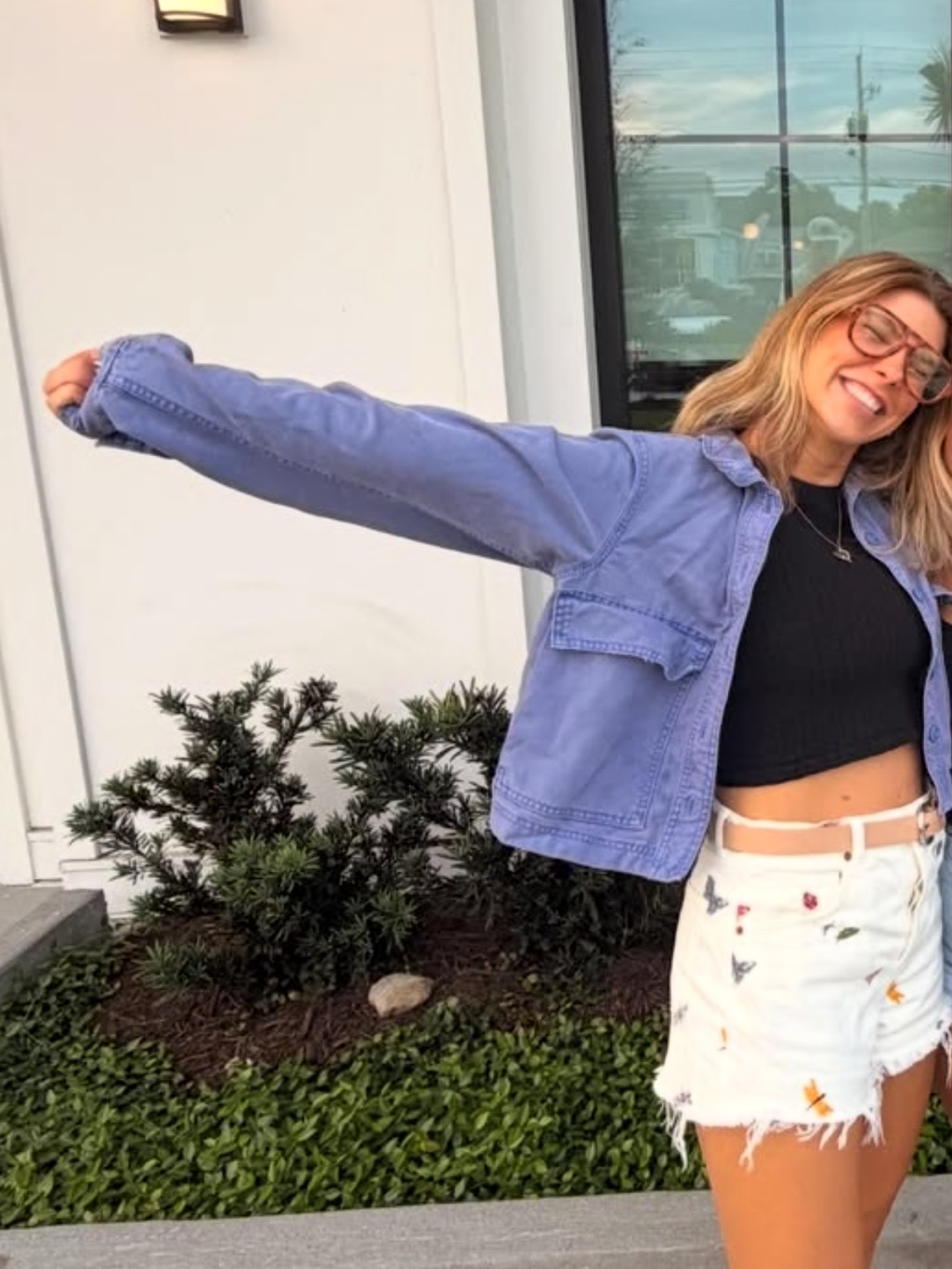 Aerie Cropped Chore Jacket Faded Periwinkle Utility Shacket Oversized Xxs